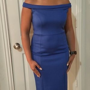Beige by Eci royal blue stretch dress